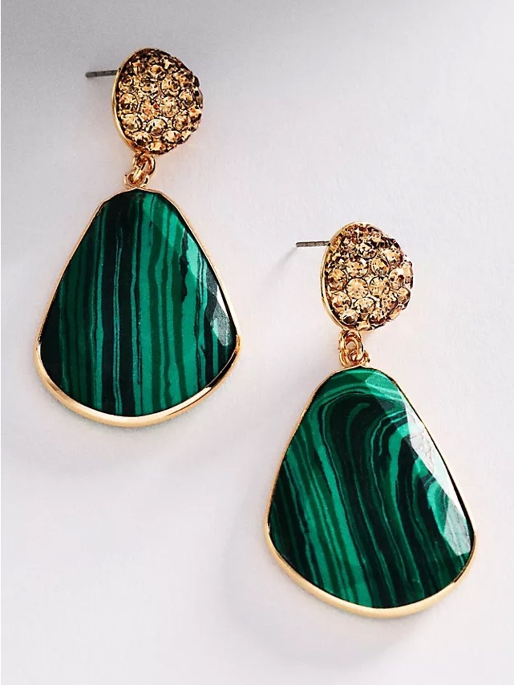 Anthropologie Stone Drop Earrings in Malachite